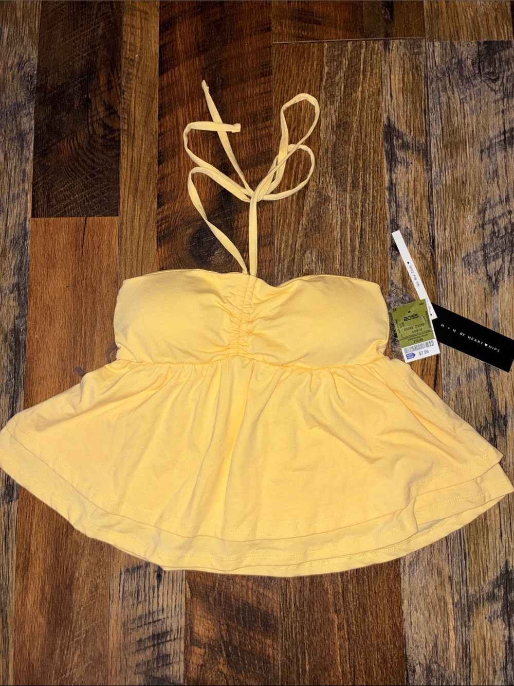 Yellow Halter Babydoll Tank Top